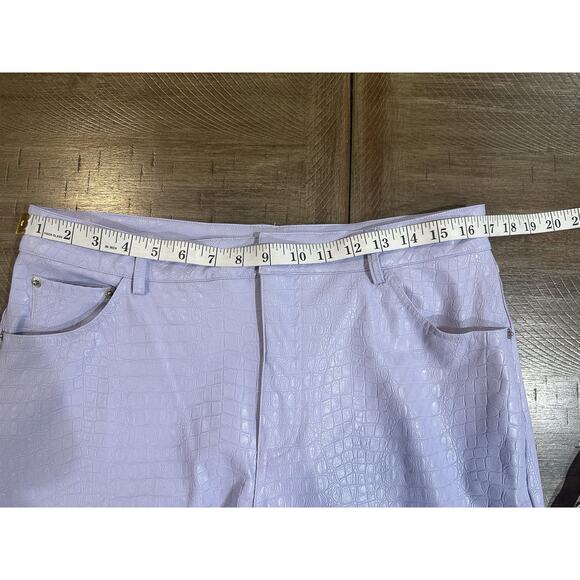 Naked Wardrobe Purple Faux Croc Leather High Rise Straight Leg Pants Size XL EUC - Picture 7 of 15